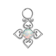 Pendentif argent opale blanche quatre cœurs en...