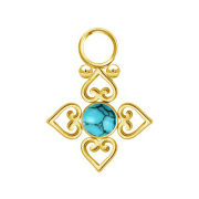 Pendant gold-plated turquoise stone four filigree hearts