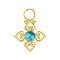Pendentif doré turquoise pierre quatre cœurs filigranes