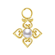 Pendentif doré perle blanche quatre cœurs en...