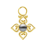 Pendant gold-plated pearl black four filigree hearts