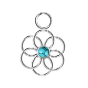 Pendentif argent pierre turquoise Fleur de vie