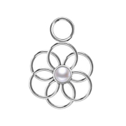 Pendant silver pearl white flower of life