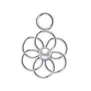 Pendentif argent perle blanche Fleur de vie