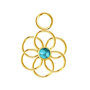 Gold-plated turquoise stone flower of life pendant