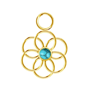 Pendentif plaqué or turquoise pierre Fleur de vie