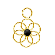 Gold-plated black onyx stone flower of life pendant