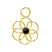 Pendentif plaqué or pierre donyx noir Fleur de vie