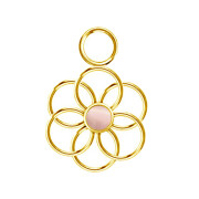 Gold-plated pink cats eye stone flower of life pendant