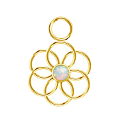 Gold-plated opal white flower of life pendant