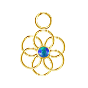 Ciondolo a forma di fiore della vita blu opale placcato oro