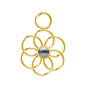 Gold-plated pearl black flower of life pendant