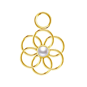 Gold-plated pearl pendant white flower of life