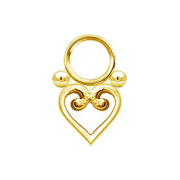 Gold-plated filigree heart pendant with two spheres
