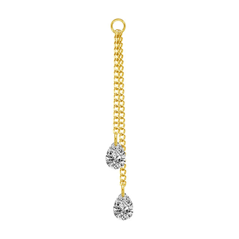 Gold-plated pendant two chains with pendant drop crystal silver