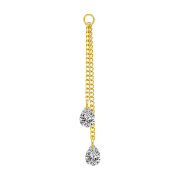 Gold-plated pendant two chains with pendant drop crystal...