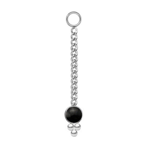 Pendant silver chain with pendant black onyx stone three balls