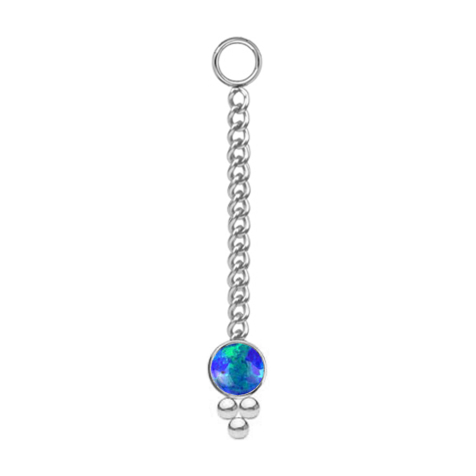 Pendentif argent Chaîne avec pendentif opale bleue trois boules