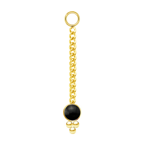 Pendentif plaqué or Chaîne avec pendentif pierre donyx noir trois boules