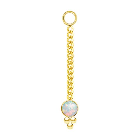 Gold-plated pendant Necklace with white opal pendant three spheres