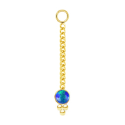 Gold-plated pendant Necklace with pendant opal blue three...