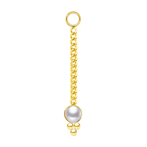 Gold-plated pendant Necklace with white pearl pendant three balls