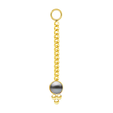 Gold-plated pendant Necklace with black pearl pendant three balls