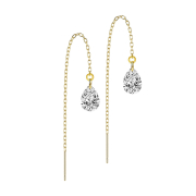 Orecchini a perno placcati oro con catena a caduta libera...