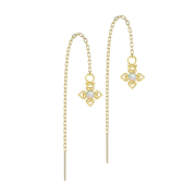 Ohrstecker vergoldet freifallende Kette Perle weiss vier...