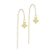 Gold-plated stud earrings free-falling chain pearl white four filigree hearts