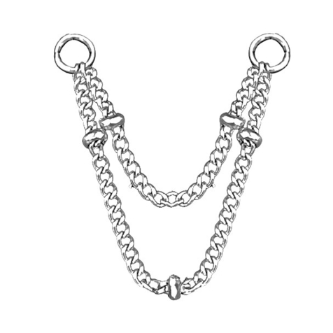 Chaîne de liaison Basic double cinq anneaux argenté