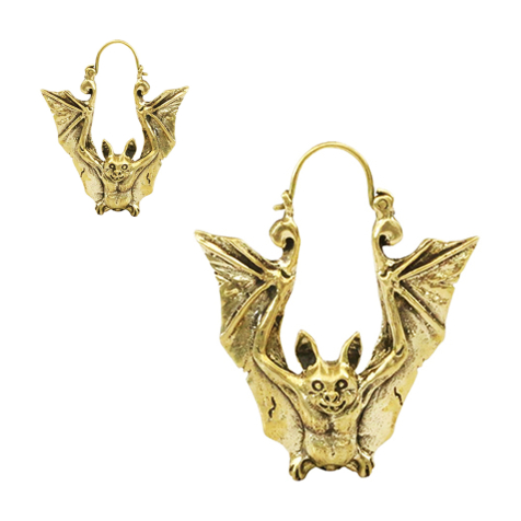Boucles doreilles dorées chauve-souris