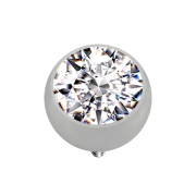 Anello Dermal Anchor argento con cristallo argento