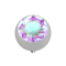 Silver Dermal Anchor Ball with Multicolor Crystal
