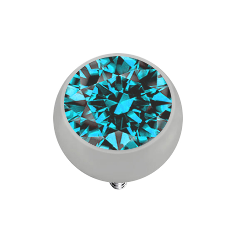 Dermal anchor ball silver with crystal aqua
