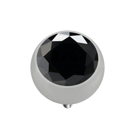 Silver Dermal Anchor Ball with Black Crystal