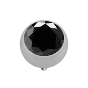 Anello Dermal Anchor argento con cristallo nero