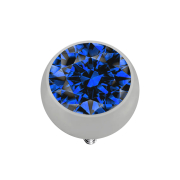 Anello Dermal Anchor argento con cristallo blu scuro
