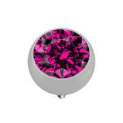 Anello Dermal Anchor argento con cristallo fucsia