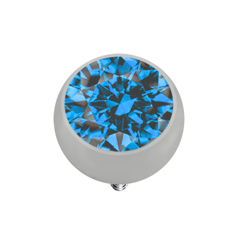 Dermal Anchor Kugel silber mit Kristall hellblau