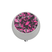Anello Dermal Anchor argentato con cristallo rosa