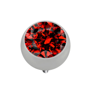 Anello Dermal Anchor argento con cristallo rosso