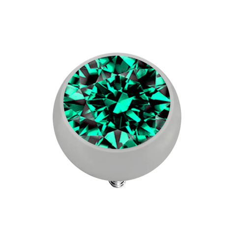 Ancrage cutané boule argentée avec cristal turquoise