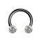 Micro Circular Barbell schwarz mit zwei Kristallkugeln silber Epoxy Schutzschicht