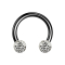 Circular Barbell schwarz mit zwei Kristallkugeln silber Epoxy Schutzschicht
