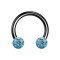 Circular barbell black with two crystal balls aqua epoxy protective layer