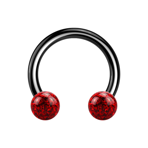 Campanile circolare nero con due sfere di cristallo strato protettivo epossidico rosso