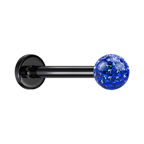 Micro Labret noir avec boule de cristal bleu foncé couche de protection époxy