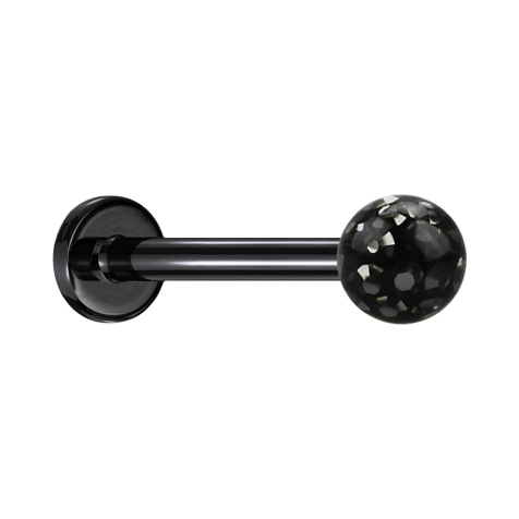 Micro labret black with crystal ball black epoxy protective layer