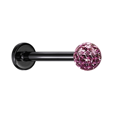 Micro Labret noir avec boule de cristal violet clair couche de protection époxy